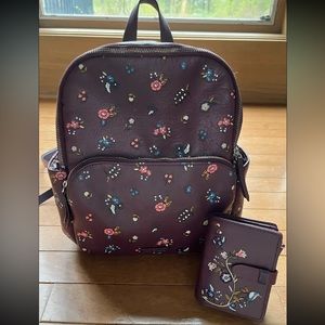 Vera Bradley adorable printed leather small backpack and wallet